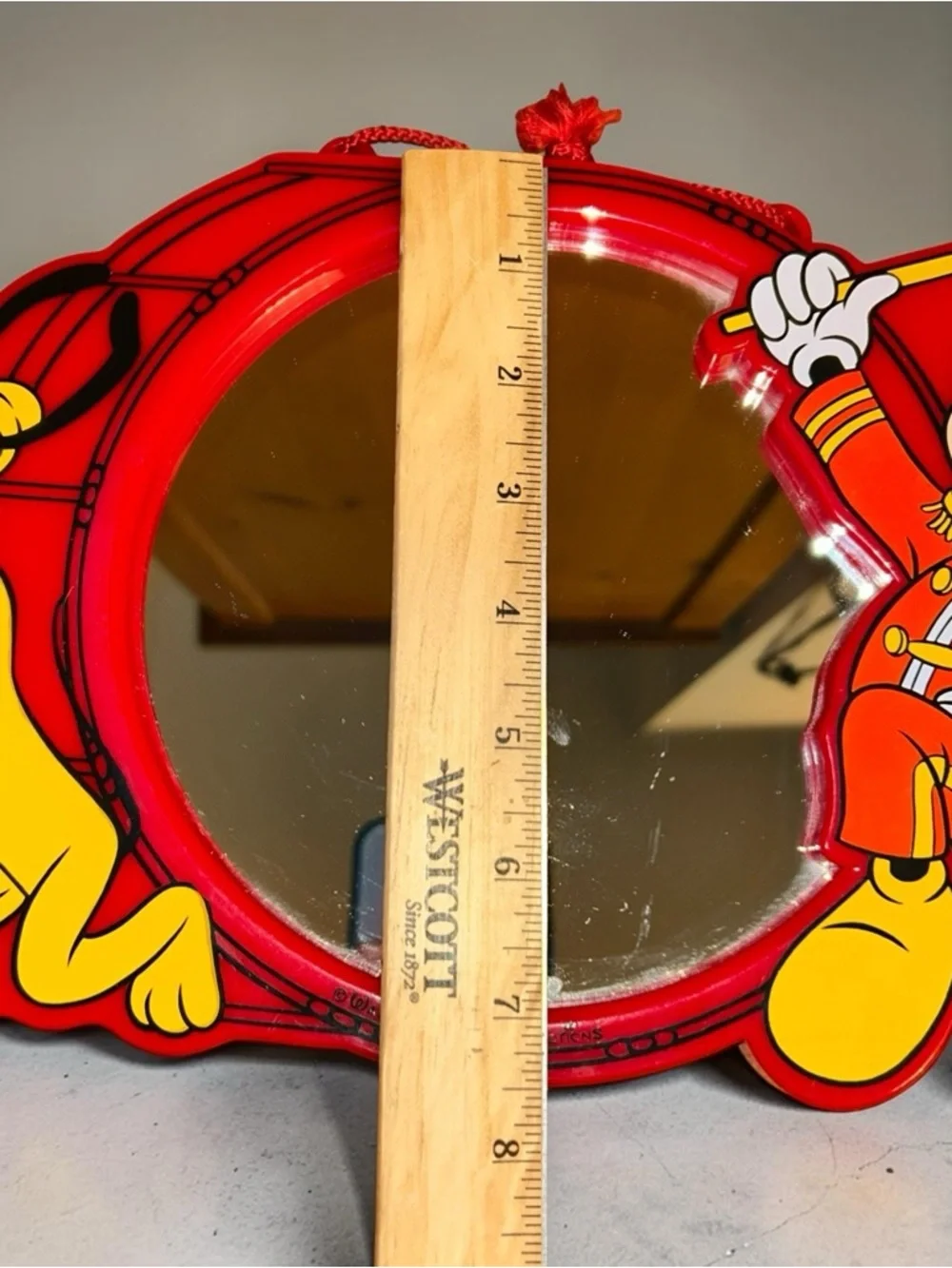 Vtg Retro Mickey Mouse Pluto Wall Mirror (Tokyo Disneyland) Pre 1986 Disney Red
